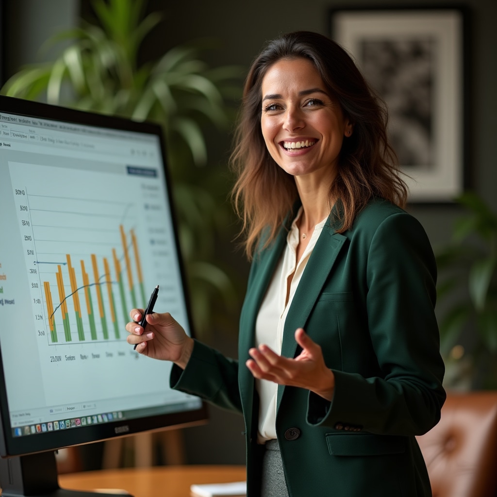 Educator explaining real estate concepts to a group of women in a professional setting