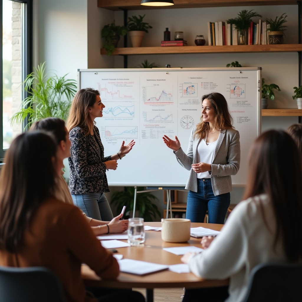 Women attending a financial concepts workshop with notes and discussion